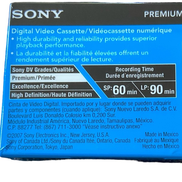 Sony - Premium Mini Digital Video
Cassette Single - DVM60PRR - 2 cassettes - Picture 2 of 2